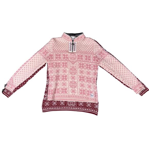 Dale of Norway Peace Knit Sweater Qtr Zip Womens Medium Pink 100% New Wool - Picture 12 of 15